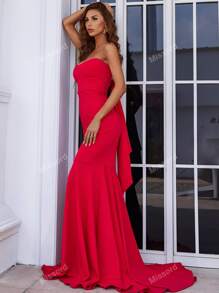 Missord Tie Back Tube Fishtail Hem Prom Dress