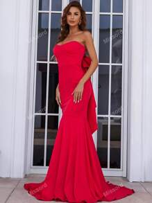 Missord Tie Back Tube Fishtail Hem Prom Dress