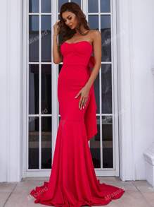 Missord Tie Back Tube Fishtail Hem Prom Dress