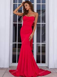 Missord Tie Back Tube Fishtail Hem Prom Dress