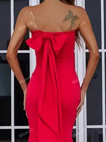 Missord Tie Back Tube Fishtail Hem Prom Dress