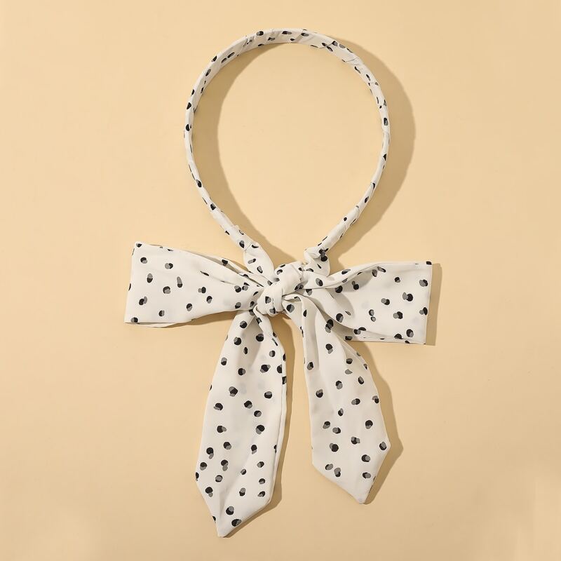 

Polka Dot Bow Decor Headband, Black and white