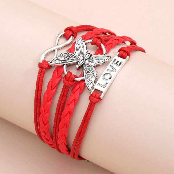 

Butterfly Decor Bracelet, Red