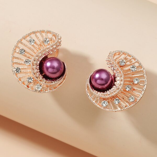 

Rhinestone Decor Earrings, Purple