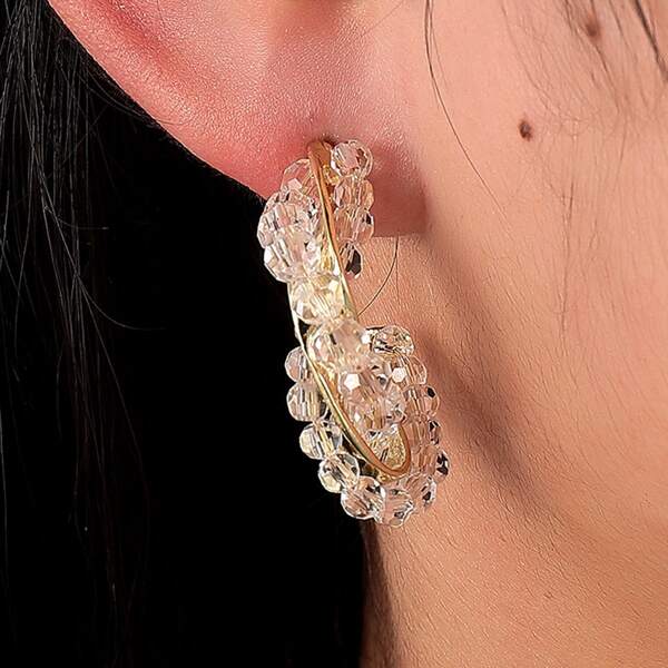 

Crystal Beaded Earrings, Gold