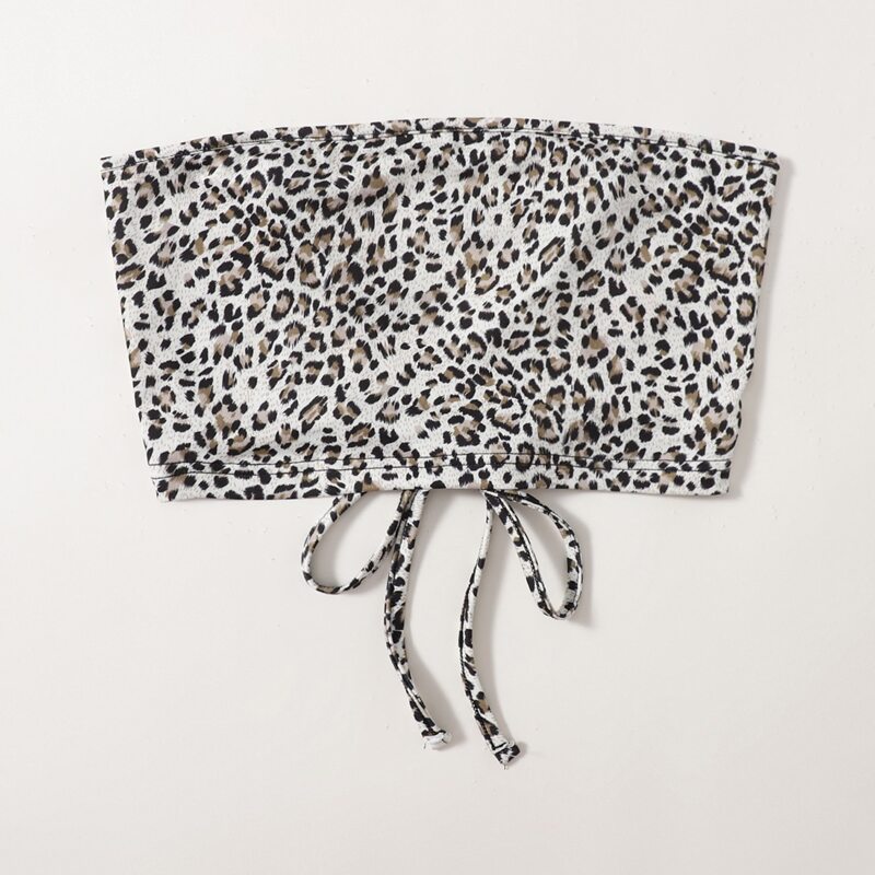 

Leopard Criss Cross Crop Tube Top, Multicolor