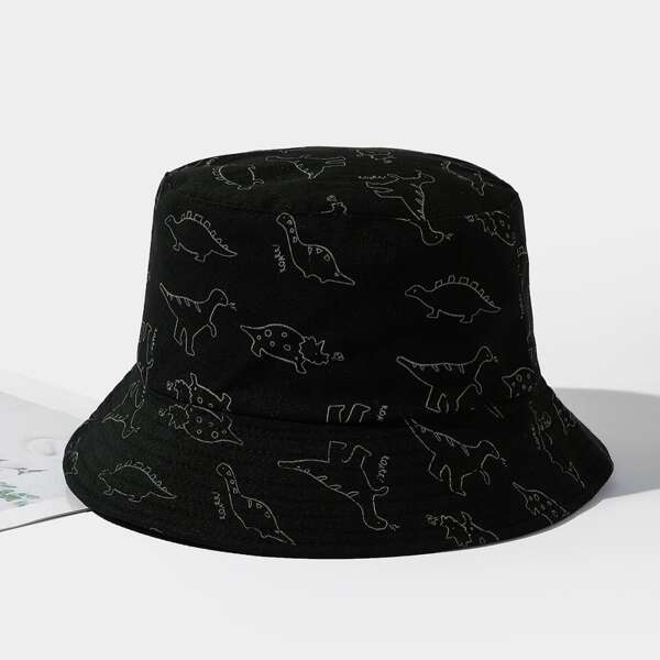 

Dinosaur Pattern Bucket Hat, Black