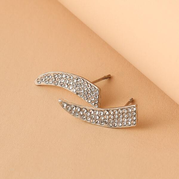 

Rhinestone Decor Stud Earrings, Silver