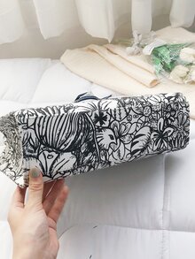 Floral Graphic Tote Bag - Black and White - View 5