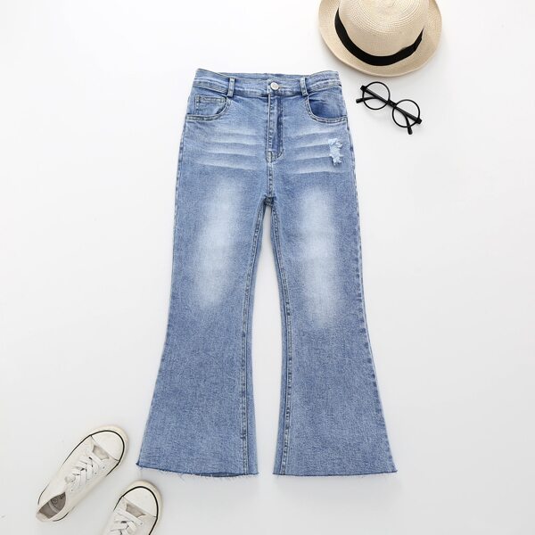

Girls Cat Whisker Flare Leg Jeans, Light wash