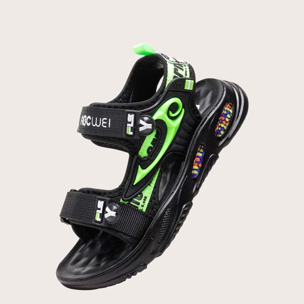 

Boys Letter Graphic Sport Sandals, Black