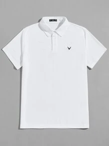 Manfinity VCAY Áo sơ mi nam thêu hình động vật, áo sơ mi polo có nút quý màu trắng đi chơi, quà tặng bạn trai - trắng - Xem 1