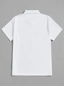 Manfinity VCAY Áo sơ mi nam thêu hình động vật, áo sơ mi polo có nút quý màu trắng đi chơi, quà tặng bạn trai - trắng - Xem 2