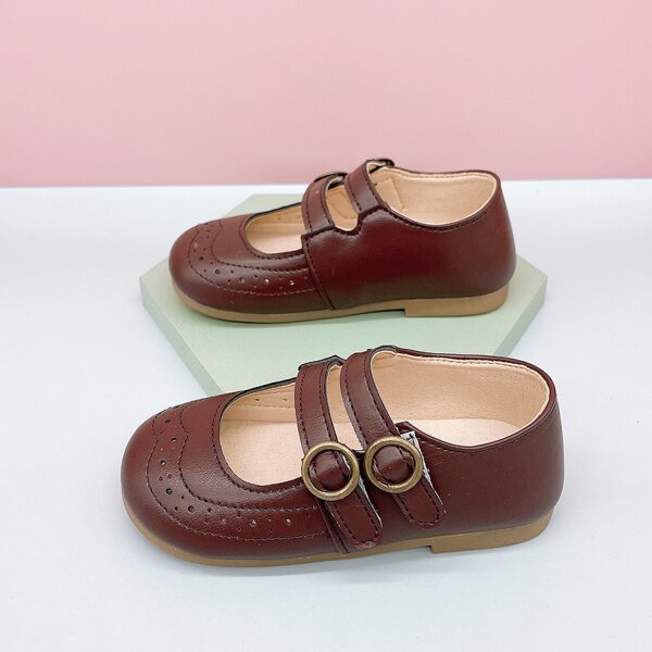 

Toddler Girls Double Buckle Flats, Brown