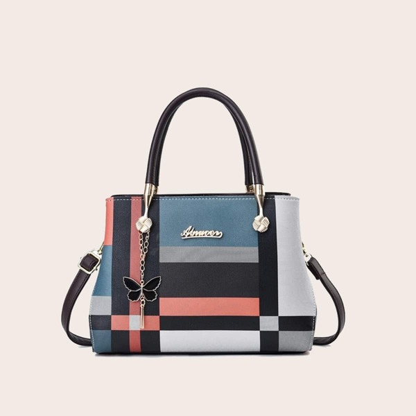

Color Block Tote Bag, Multicolor