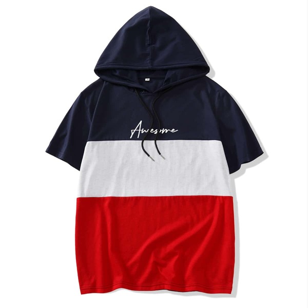 

Men Color Block Hooded Tee, Multicolor