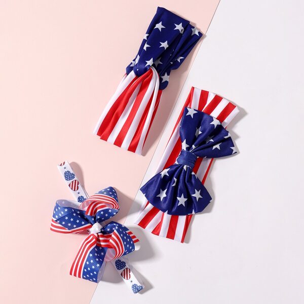 

3pcs Baby Striped Hair Band, Multicolor
