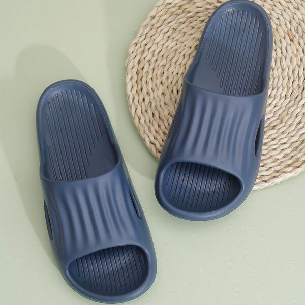 

Men Minimalist Textured Slides, Blue