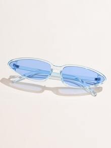 Women's Asymmetrical Fashion Plastic Fashion Glasses - Blue - View 4