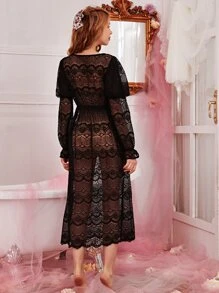 Đầm ngủ Xù màu trơn Hoàng gia - màu đen - Xem 2