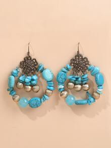 Turquoise Drop Earrings - Blue - View 1