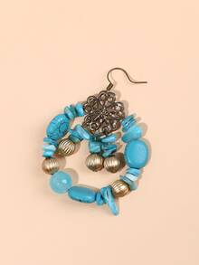 Turquoise Drop Earrings - Blue - View 3
