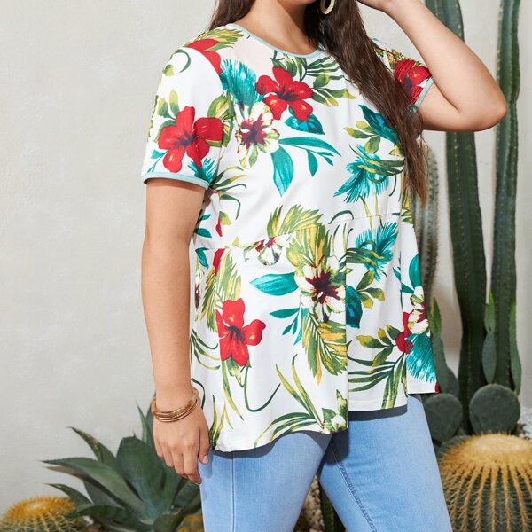 

Plus Floral Print Tee, Multicolor