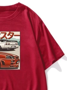 Manfinity Tops Nam Đồ họa Giải trí - Màu Đỏ Sâu - Xem 3