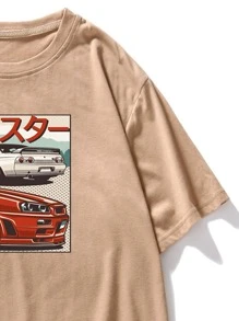 Manfinity Tops Nam Đồ họa Giải trí - Màu Khaki - Xem 4