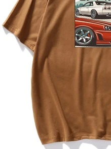 Manfinity Tops Nam Đồ họa Lá thư Giải trí - Cà phê nâu - Xem 6