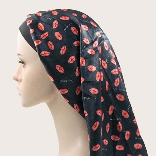 

Lip Print Extended Hair Bonnet, Multicolor