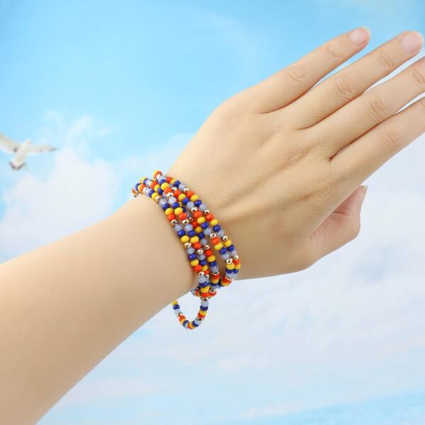 

5pcs Beaded Bracelet, Multicolor