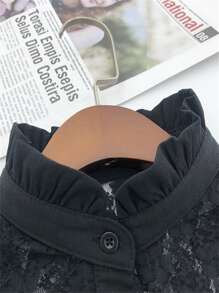 1入組女士經典黑色和白色蕾絲可拆卸翻領帶底座翻領 - 黑色 - 查看 4