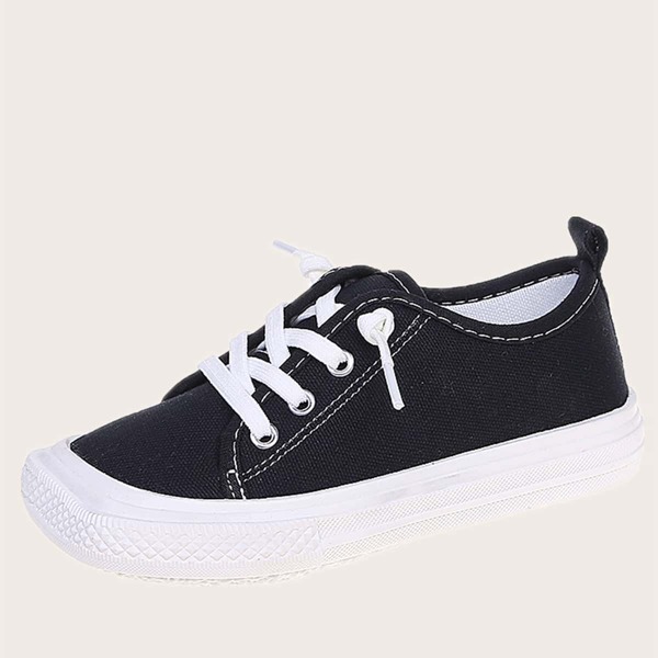 

Toddler Girls Minimalist Lace Up Front Canvas Shoes, Black