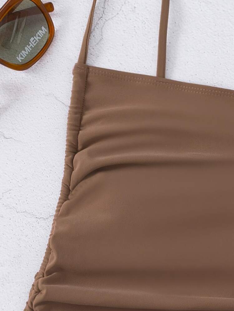 Summer Beach Drawstring Side One-Piece Swimsuit Bathing Suit