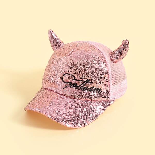 

Toddler Girls Sequin Decor Baseball Cap, Pink