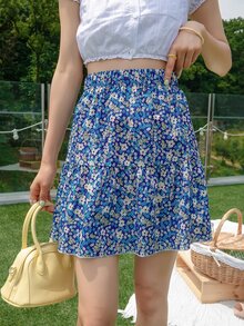 DAZY تنورة بحافة مكشكشة مزهر شامل