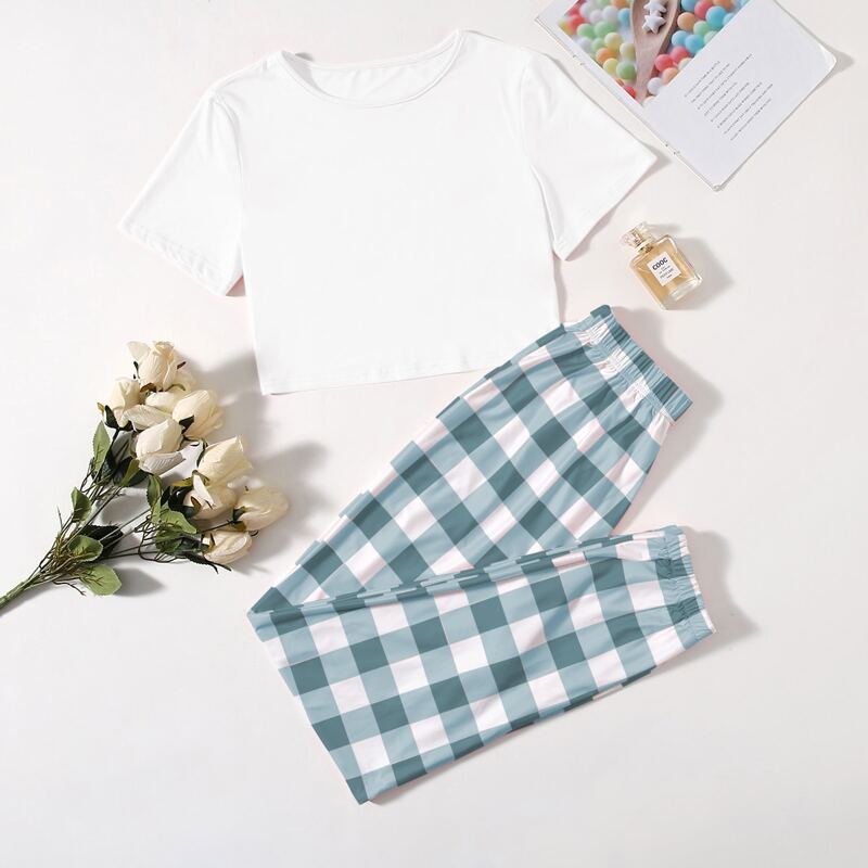 

Gingham Print Pajama Set, Multicolor