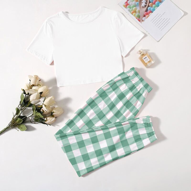 

Gingham Print Pajama Set, Multicolor