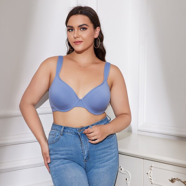 

Plus Solid Underwire Bra, Dusty blue