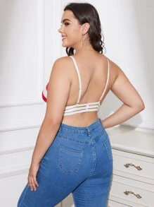 Plus American Flag Print Mesh Trim Bralet - Multicolor - View 2