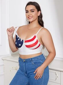 Plus American Flag Print Frill Bralet - Multicolor - View 3