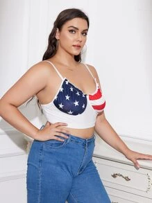 Plus American Flag Print Frill Bralet - Multicolor - View 4