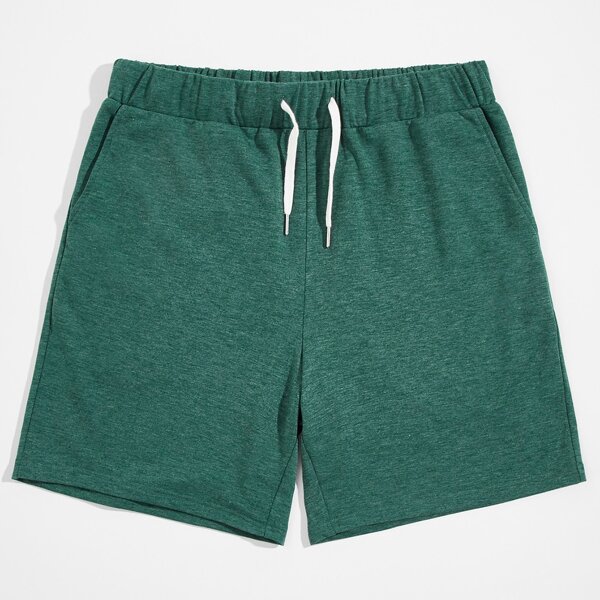 

Men Drawstring Waist Track Shorts, Green