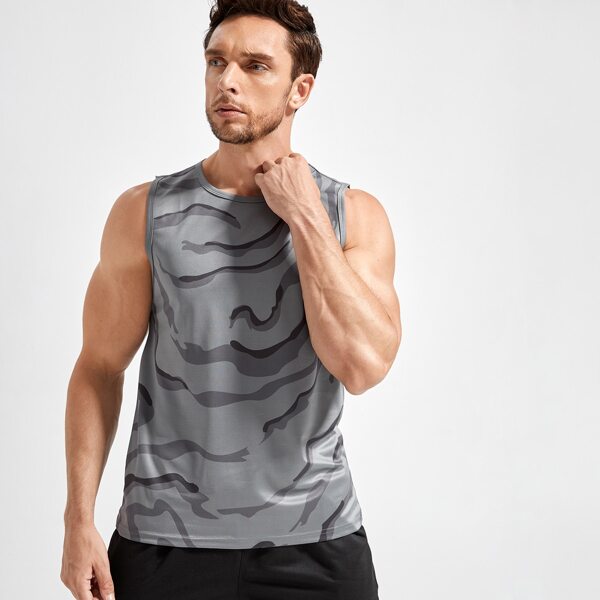 

Men Camo Print Sports Tee, Grey