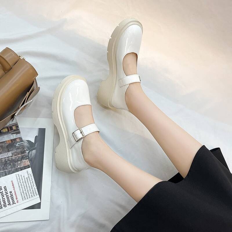 

Patent Leather Mary Jane Pumps, White