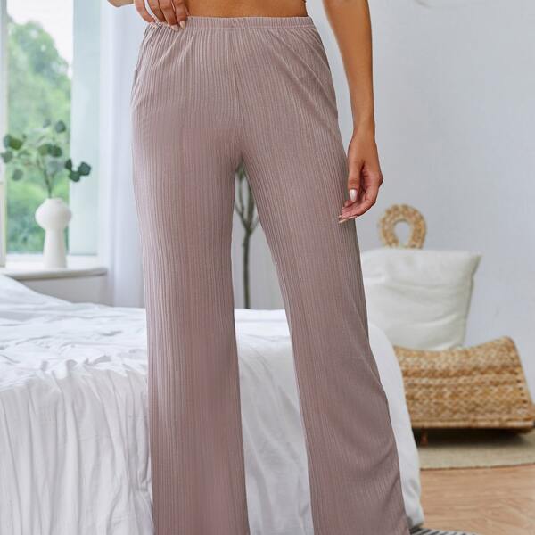

Elastic Waist Wide Leg Cropped Lounge Pants, Dusty pink