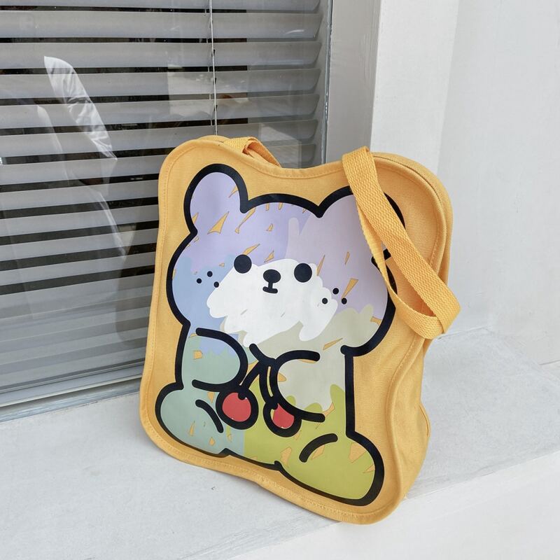 

Cartoon Graphic Tote Bag, Yellow