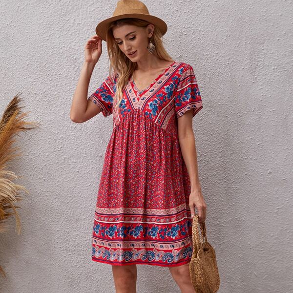 

Allover Floral Smock Dress, Multicolor