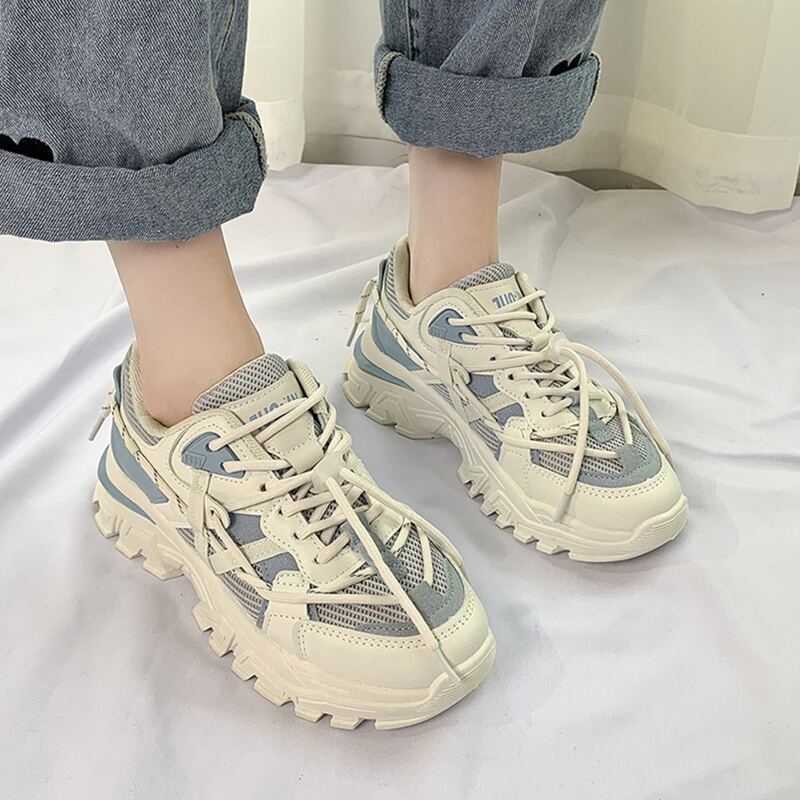 

Lace Up Front Mesh Chunky Sneakers, Blue